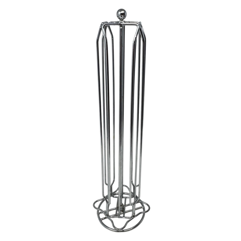 Chrome Rotating Coffee Pod Holder Carousel Tower Organizer Silver Metal 15in